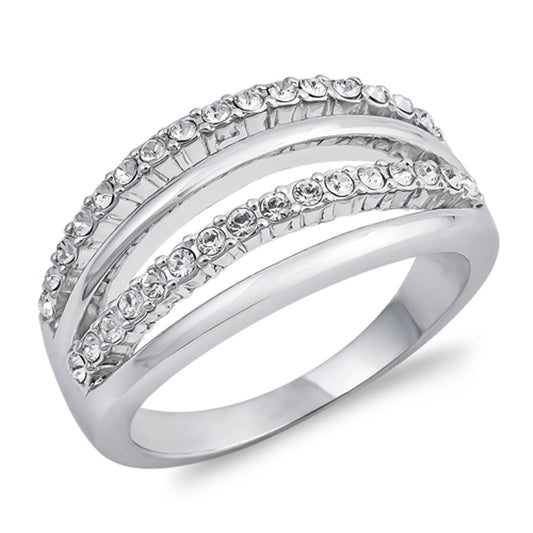 Clear CZ Wholesale Micro Pave Wedding Ring .925 Sterling Silver Band Sizes 5-10