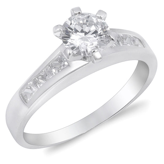 Clear CZ Bridal Wedding Solitaire Ring New .925 Sterling Silver Band Sizes 5-9