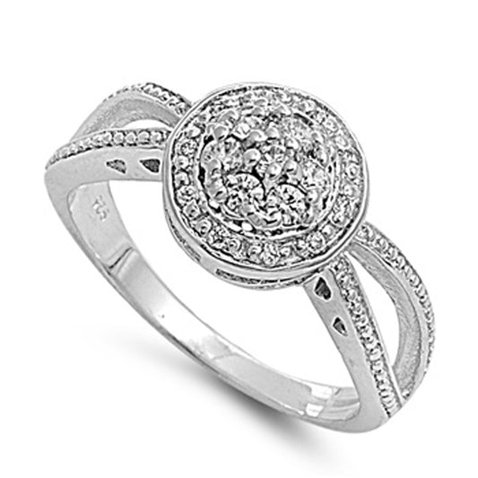 Clear CZ Micro Pave Polished Vintage Ring .925 Sterling Silver Band Sizes 5-9