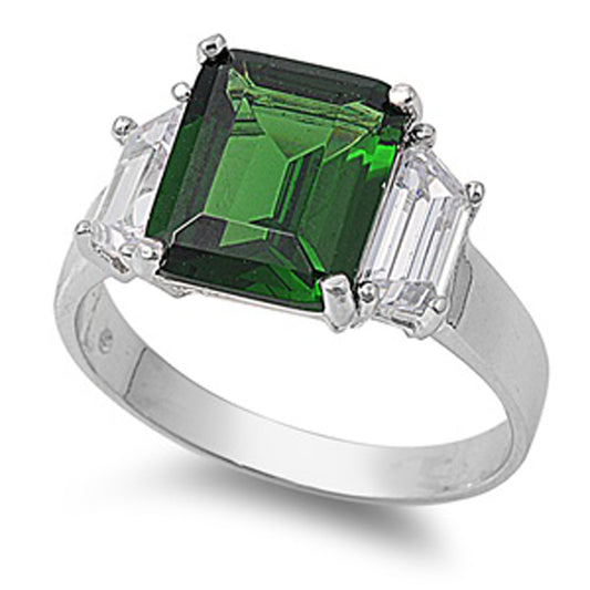 Emerald CZ Vintage Anniversary Ring New .925 Sterling Silver Band Sizes 5-10