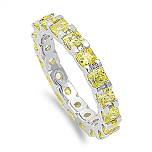 Yellow CZ Eternity Unique Ring New .925 Sterling Silver Thumb Band Sizes 5-10