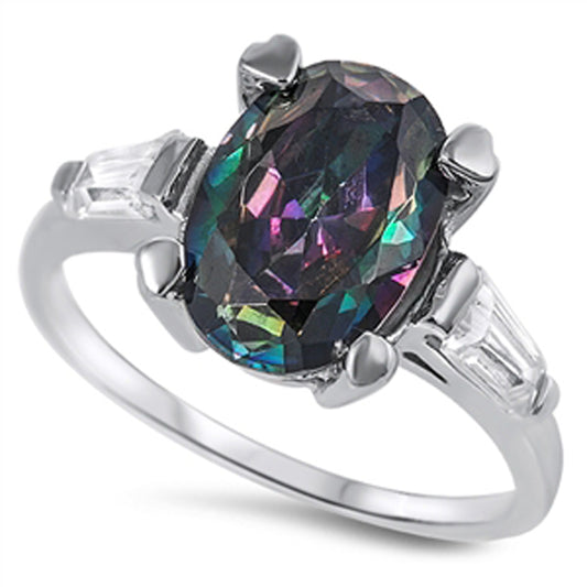 Rainbow Topaz CZ Modern Statement Ring New .925 Sterling Silver Band Sizes 5-10