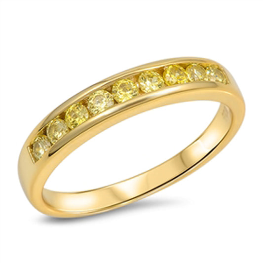Yellow CZ Stackable Midi Unique Ring .925 Sterling Silver Thumb Band Sizes 4-10