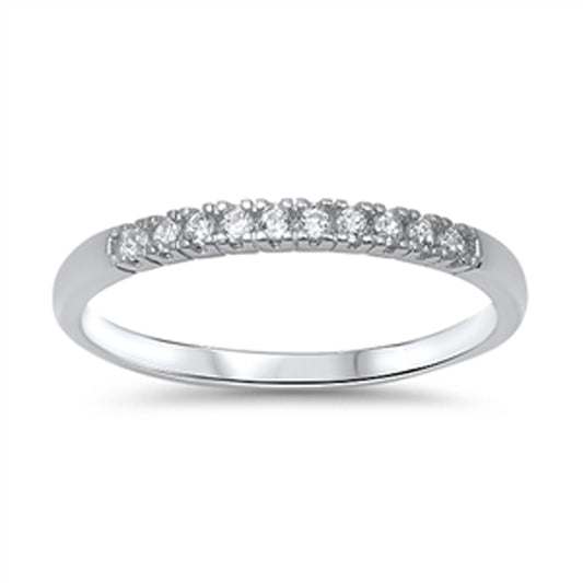 Women's White CZ Fashion Ring New .925 Sterling Silver Stackable Band Sizes 4-10
