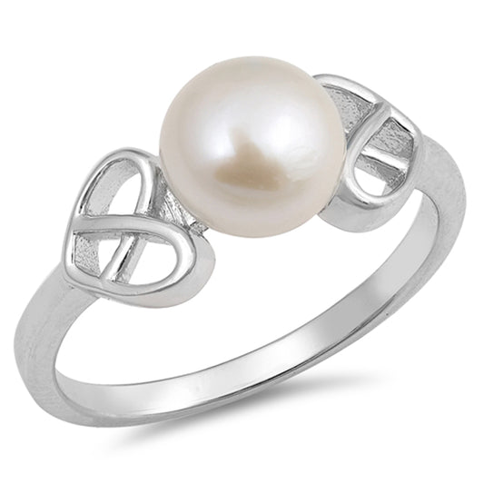 Freshwater Pearl Heart Celtic Knot Ring New .925 Sterling Silver Band Sizes 5-10