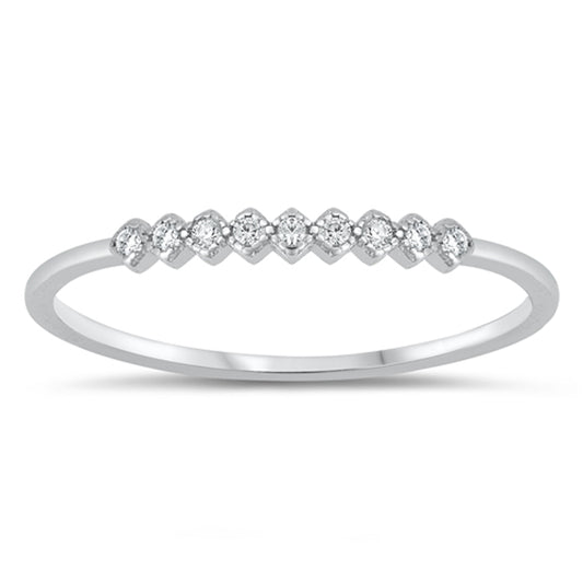 Clear CZ Geometric Studded Promise Fashion Ring New .925 Sterling Silver Band Sizes 4-10