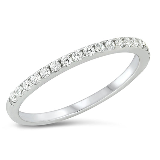 White CZ Elegant Stacking Ring New .925 Sterling Silver Band Sizes 4-10