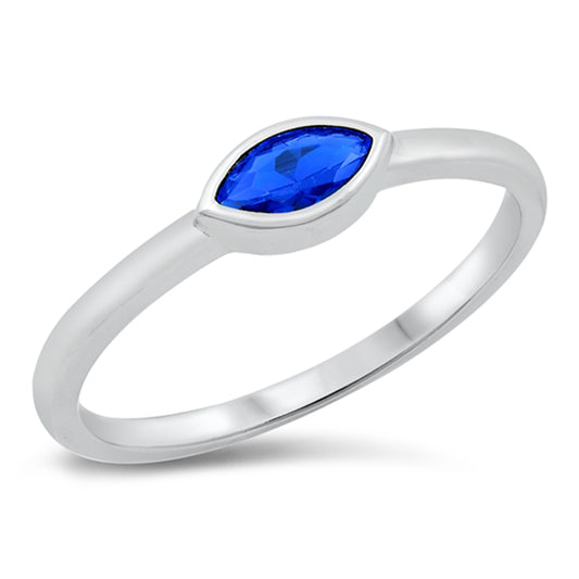 Blue Sapphire CZ Cute Promise Ring New .925 Sterling Silver Band Sizes 5-9