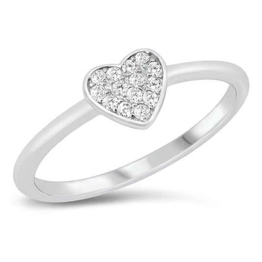 Clear CZ Classic Promise Heart Ring New .925 Sterling Silver Band Sizes 4-10
