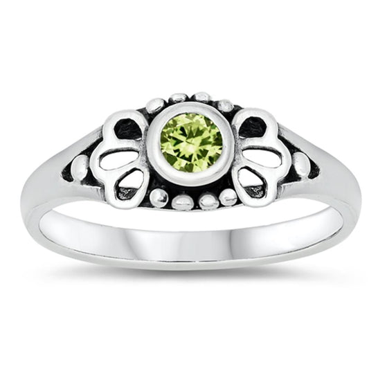 Peridot CZ Classic Solitaire Baby Ring New .925 Sterling Silver Band Sizes 1-5