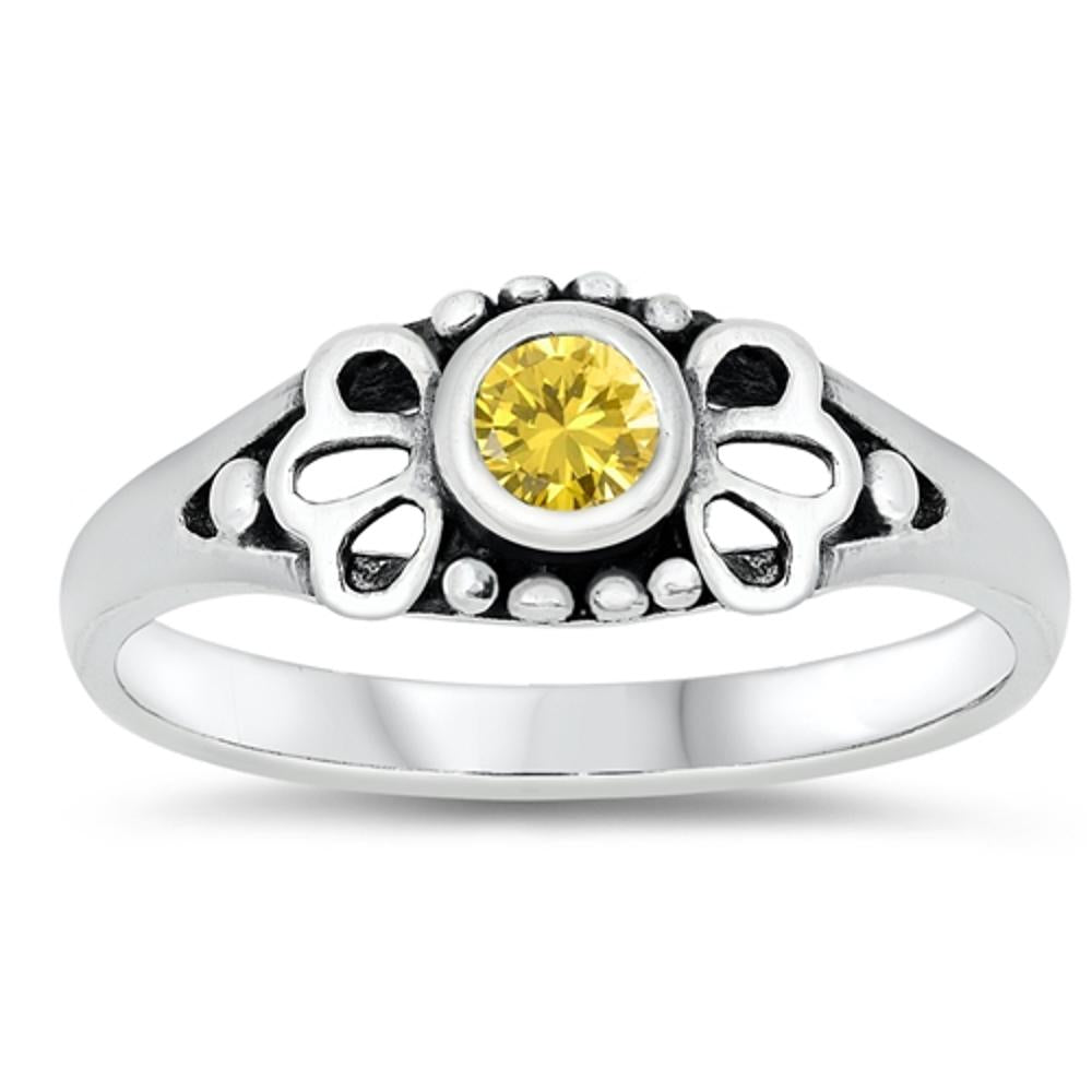 Yellow CZ Classic Cute Elegant Baby Ring New 925 Sterling Silver Band Sizes 1-5