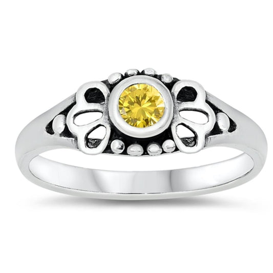 Yellow CZ Classic Cute Elegant Baby Ring New 925 Sterling Silver Band Sizes 1-5