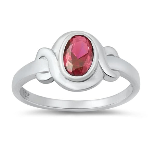 Ruby CZ Unique Solitaire Criss Cross Ring .925 Sterling Silver Band Sizes 1-5