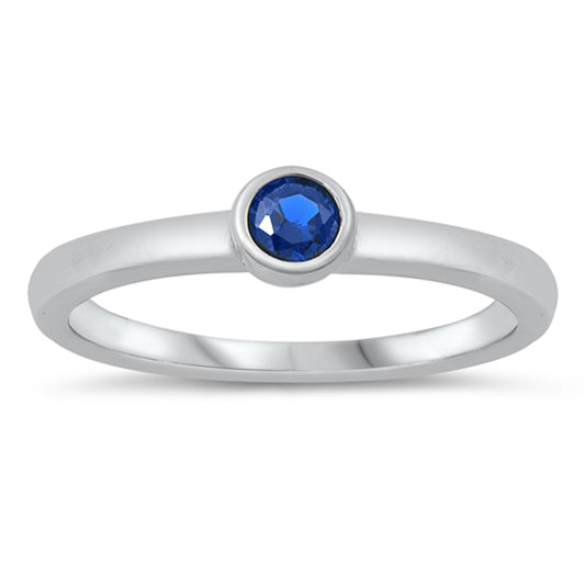 Blue Sapphire CZ Circle Promise Ring New .925 Sterling Silver Band Sizes 1-5