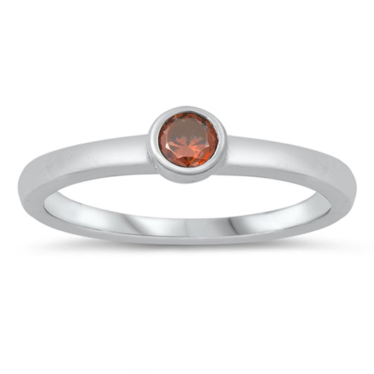Garnet CZ Simple Circle Beautiful Ring New .925 Sterling Silver Band Sizes 1-5