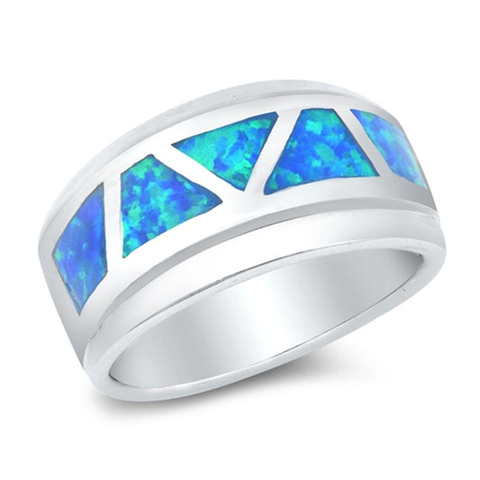 Blue Lab Opal Polished Mosaic Ring New 925 Sterling Silver Thumb Band Sizes 6-9