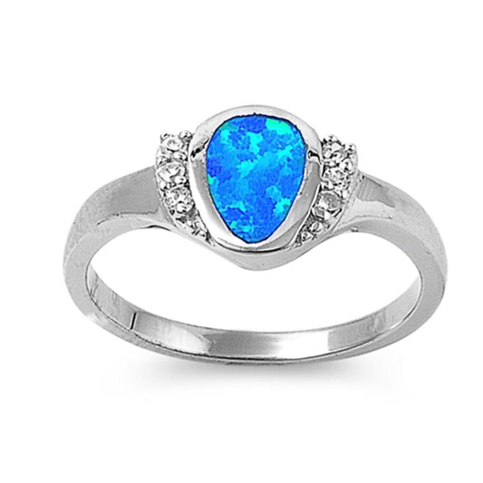 Blue Lab Opal Polished Solitaire Unique Ring 925 Sterling Silver Band Sizes 5-9