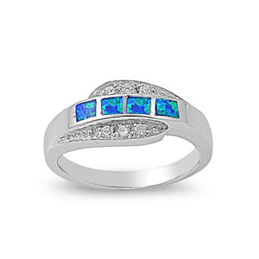 Blue Lab Opal Polished Cute Unique Ring New .925 Sterling Silver Band Sizes 6-9