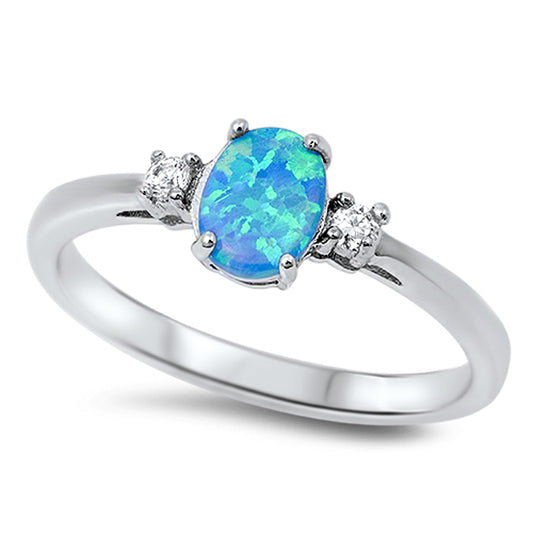 Blue Lab Opal Elegant Polished Cute Ring New 925 Sterling Silver Band Sizes 5-10