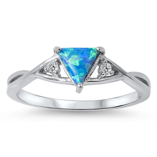 Blue Lab Opal Triangle Polished Ring New .925 Sterling Silver Band Sizes 5-9