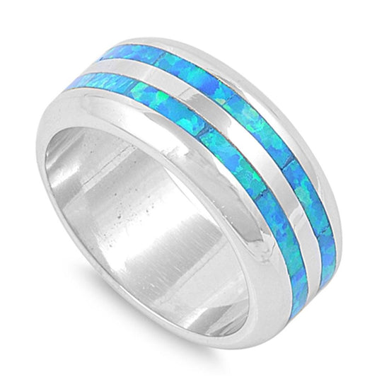 Men's Wedding Band Blue Lab Opal Fashion Ring New 925 Sterling Silver Sizes 6-10