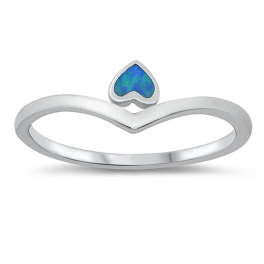 Blue Lab Opal Classic Heart Ring New .925 Solid Sterling Silver Band Sizes 4-10