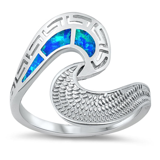 Blue Lab Opal Unique Cutout Swirl Wrap Ring .925 Sterling Silver Band Sizes 6-10