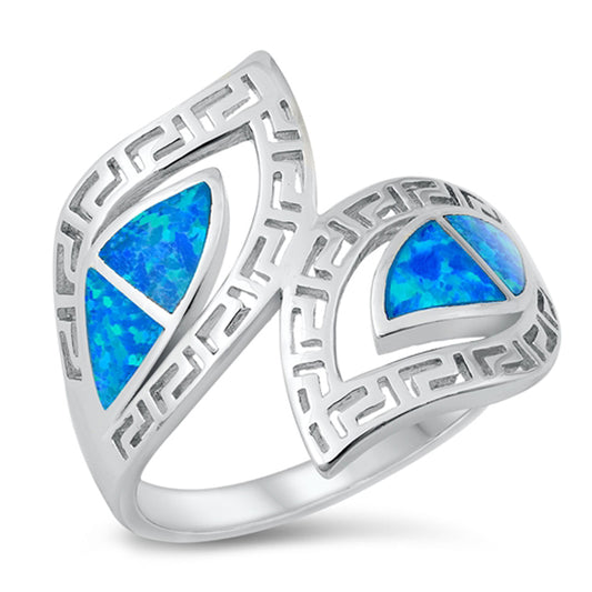 Blue Lab Opal Mosaic Wrap Ring New .925 Sterling Silver Band Sizes 6-10