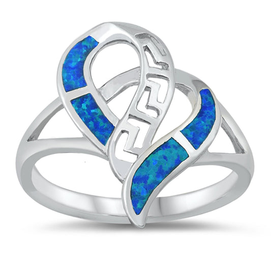 Blue Lab Opal Ornate Ribbon Wrap Ring New .925 Sterling Silver Band Sizes 6-10