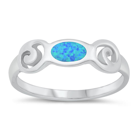 Blue Lab Opal Ocean Wave Ring New .925 Sterling Silver Band Sizes 5-10