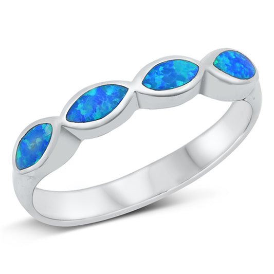 Blue Lab Opal Simple Promise Ring New .925 Sterling Silver Band Sizes 5-10
