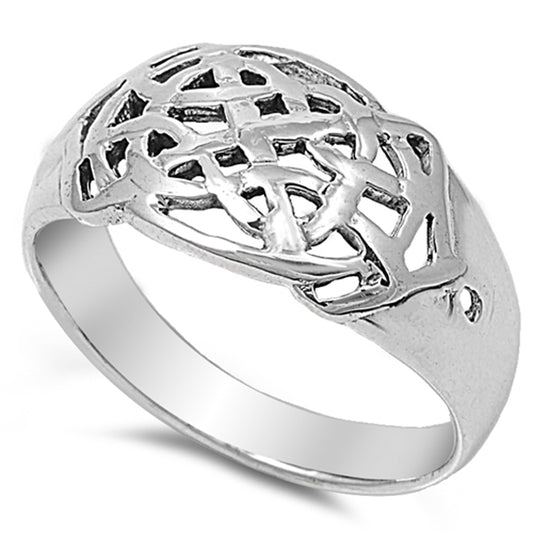 Celtic Criss Cross Endless Filigree Knot Ring Sterling Silver Band Sizes 7-13