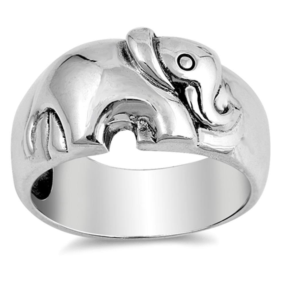 Sterling Silver Woman's Elephant Ring Beautiful Pure 925 Band 11mm Sizes 6-10