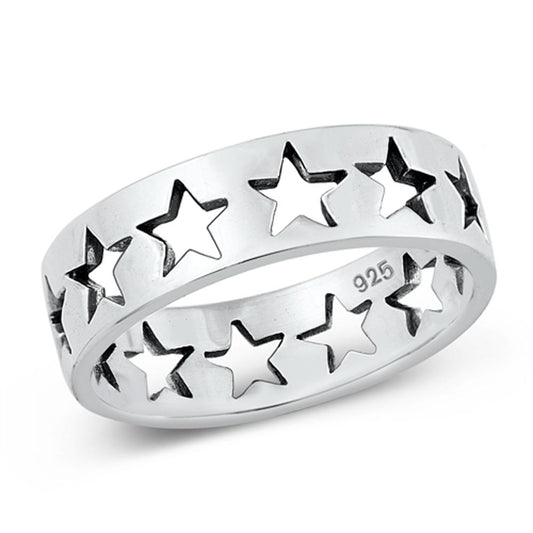 Cutout Star Filigree Friendship Cute Ring .925 Sterling Silver Band Sizes 6-10