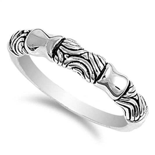 Swirl Bali Wave Accent Stackable Ring New .925 Sterling Silver Band Sizes 5-9