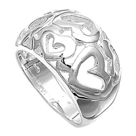 Filigree Heart Purity Promise Dome Ring New .925 Sterling Silver Band Sizes 5-10