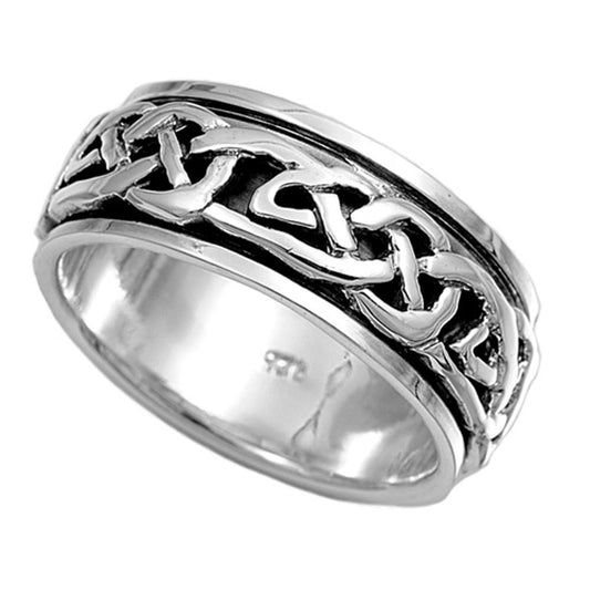 Sterling Silver Woman's Men's Celtic Knot Ring Wholesale Band 8mm Sizes 7-12