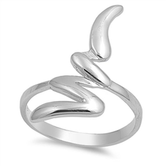Zig Zag Snake Animal Wide Cute Ring New .925 Sterling Silver Band Sizes 5-10