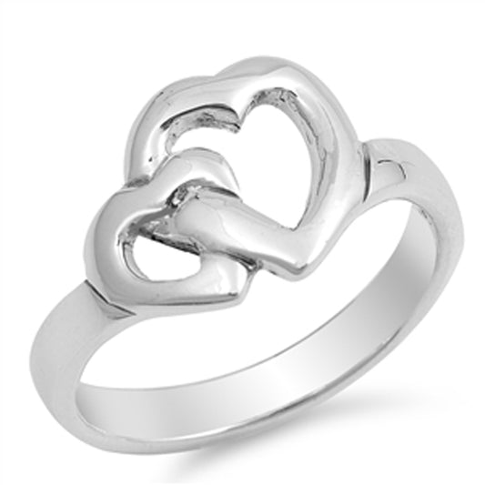 Interlocking Infinity Heart Link Love Ring .925 Sterling Silver Band Sizes 5-9