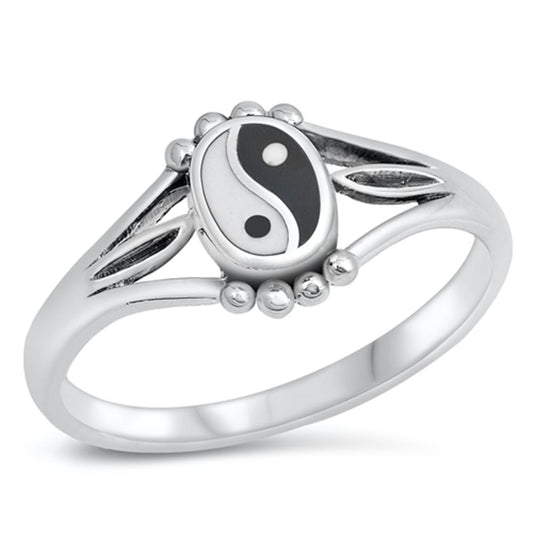 Yin Yang Polished Cutout Simple Ring .925 Sterling Silver Thumb Band Sizes 5-10
