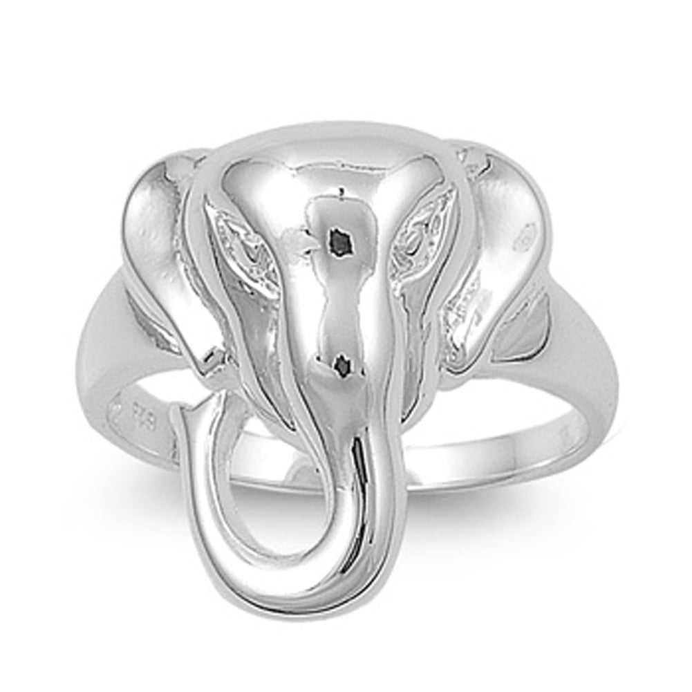 Sterling Silver Woman's Elephant Fashion Ring Polished 925 Band 19mm Sizes 5-10