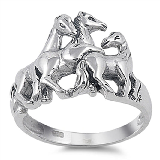 Horse Play Animal Farm Family Ring New .925 Sterling Silver Band Sizes 3-13