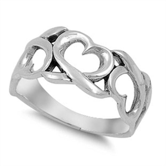 Women's Wrapping Hearts Promise Ring New .925 Sterling Silver Band Sizes 5-10