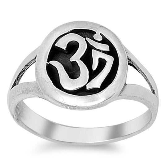Women's Om Sign Symbol Polished Ring New .925 Sterling Silver Band Sizes 5-10
