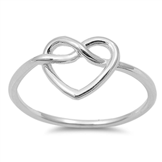 Women's Heart Infinity Knot Classic Ring New 925 Sterling Silver Band Sizes 3-10