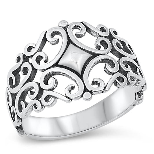 Irish Celtic Designer Cutout Ring New .925 Sterling Silver Band Sizes 5-10