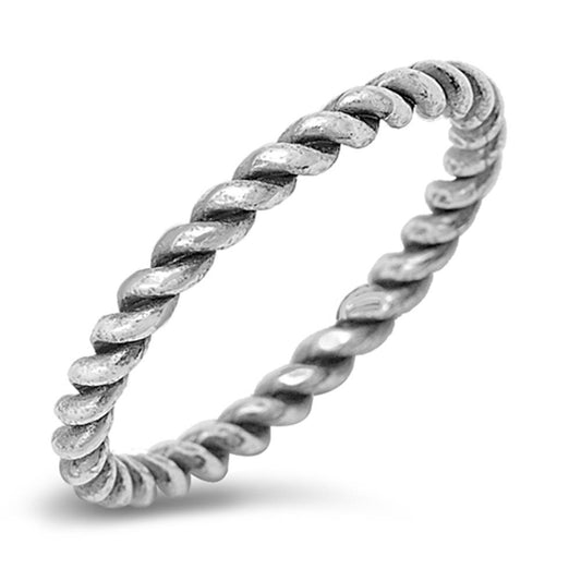 Sterling Silver Oxidized Rope Chain Design Eternity Band 925 New Ring Sizes 4-10