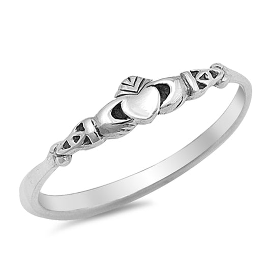 Claddagh Love Heart Celtic Knot Promise Sterling Silver Ring Sizes 2-12