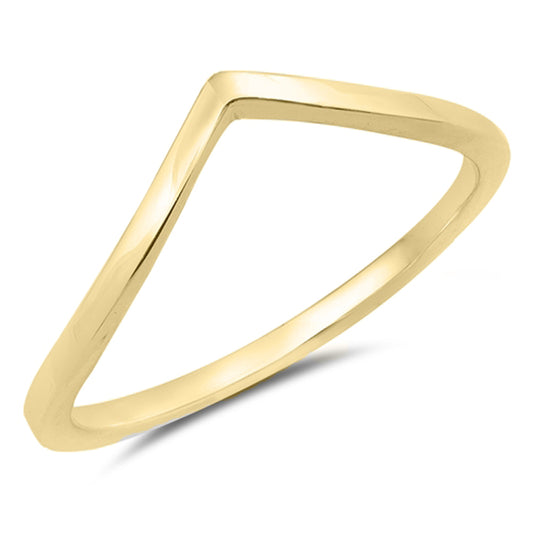 Yellow Gold-Tone Chevron Thumb Stackable Ring Sterling Silver Band Sizes 4-12