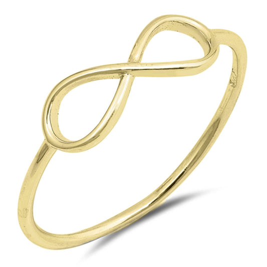 Yellow Gold-Tone Delicate Thin Infinity Ring 925 Sterling Silver Band Sizes 3-12